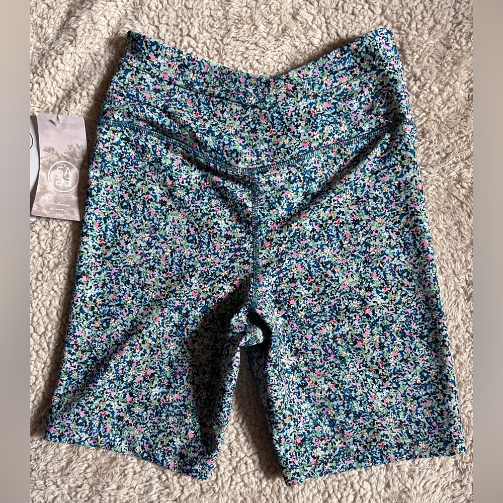 NWT Sage Collective Womens Floral Bike Short Active Yoga